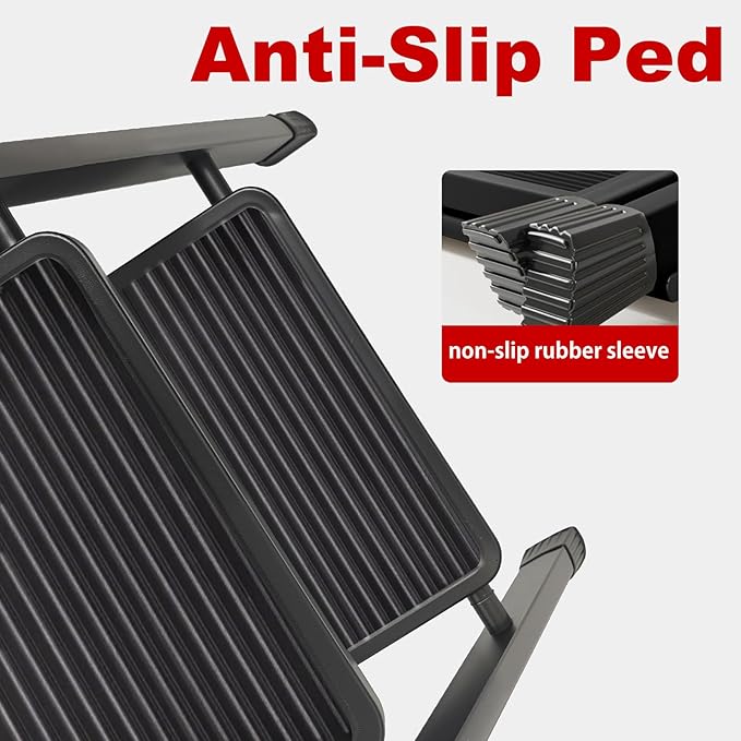 3 Step Ladder with Anti-Slip and Wide Pedal 220 lbs Capacity Folding Step Ladder for Household Kitchen Office(F-White, 3-Step with Handrail)