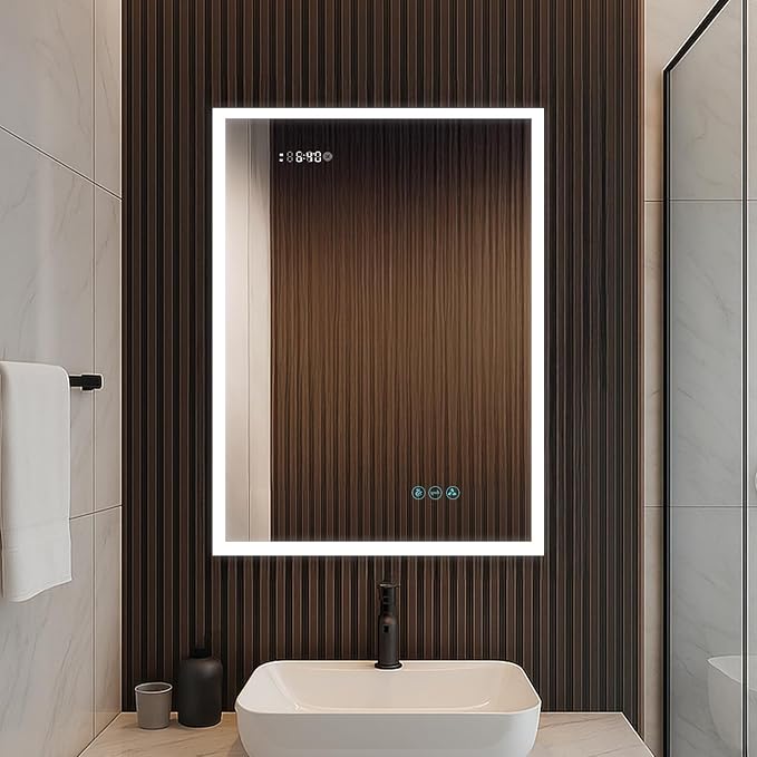 Blossom LED Lighted Mirror Medicine Cabinet, 24x32 Inch, Right Hinge | Recessed or Surface Bathroom LED Medicine Cabinet with Mirror, Defogger, 3 Color Dimmer | 3X Makeup Mirror, Outlets & USB Ports