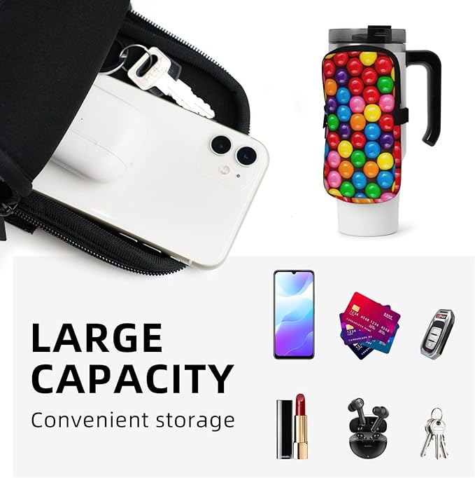 Galaxy Mandala Water Bottle Pouch for Stanley Cup 40oz 30oz,Personalized Gym Purse for Men Women, Tumbler Pouch with Versatile Pocket Water Bottle Bag for Cards, Keys, Phone