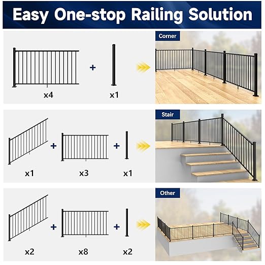 2.56 in. x 2.56 in. x 48.5 in. Porch and Deck Railing Post with Screws, Aluminum Railing Post, Black Textured Powder-Coat Finish Stair Post for Decks, Porches & Balconies (1x48.5in Post)