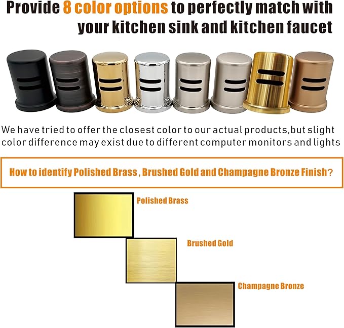 Dishwasher Air Gap Cover Gold only, Skirted, Replacement air gap dishwasher,Solid Brass,Brushed Gold Finish