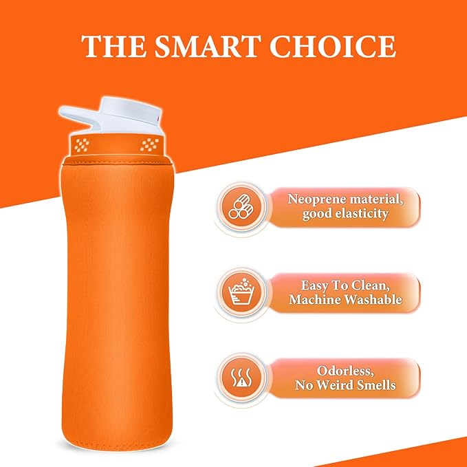 Water Bottle Sleeve Compatible with Cir-kul Water Bottle - 2 Pcs Sleeve Compatible with Cir-kul Plastic 22oz & Stainless Steel Bottle - Insulated Cover for Retaining Temperature (Orange-2p-22oz)