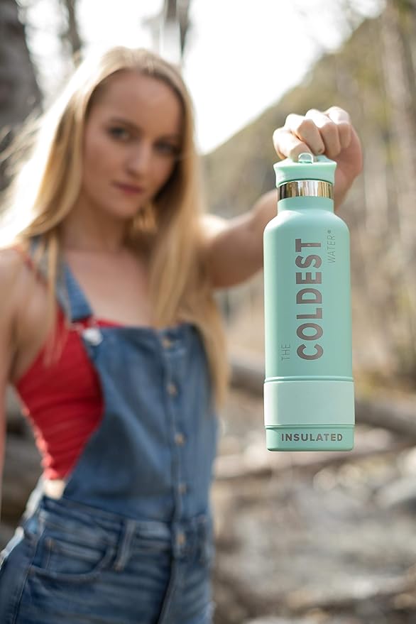 Coldest Water Bottle with Standard Mouth Straw Lid Metal Thermos Vacuum Insulated Stainless Steel l Reusable Leak Proof Cupholder Flask (21 oz, Epic White)