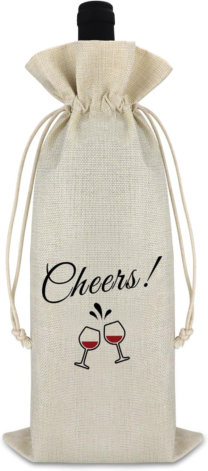 Graduation Gift for Daughter Son Birthday Gift for Women Men Wine Gift Bags Engagement Wedding Gift Housewarming Gift for Friends Promotion Gift for Coworker Christmas Drawstring Burlap Wine Wrap Bag