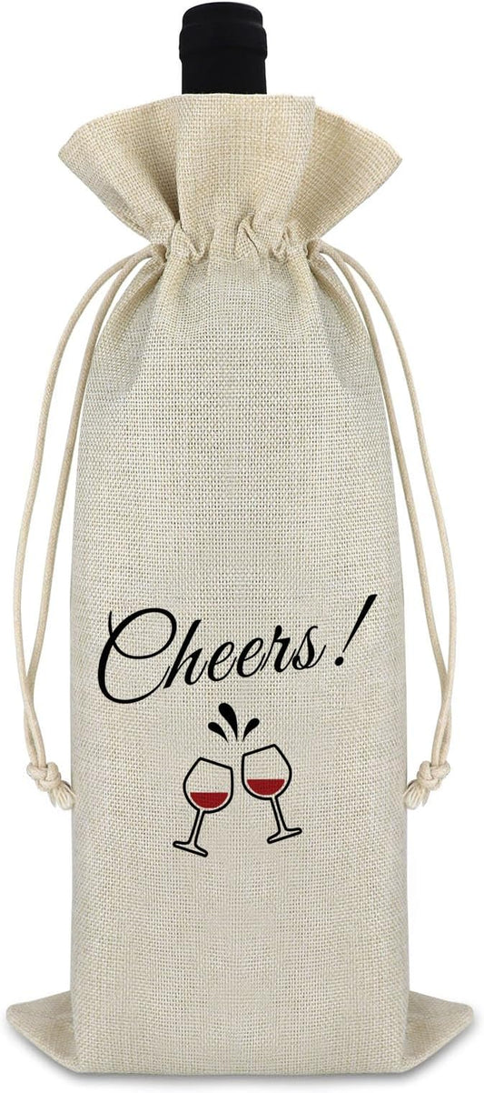 Graduation Gift for Daughter Son Birthday Gift for Women Men Wine Gift Bags Engagement Wedding Gift Housewarming Gift for Friends Promotion Gift for Coworker Christmas Drawstring Burlap Wine Wrap Bag