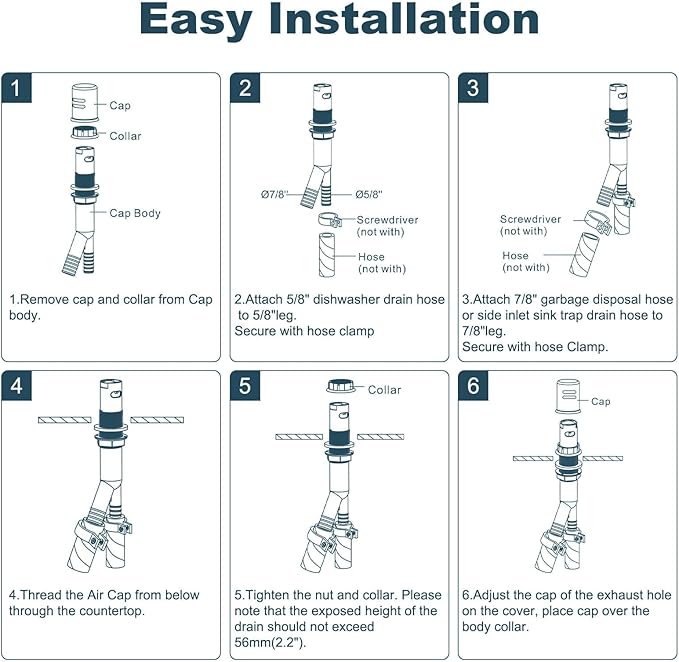 Dishwasher Air Gap Cover, Dishwasher Air Gap Cap for Kitchen Sink, Solid Brass Dishwasher Overflow Vent Cap Replacement Kit, Biscuit White