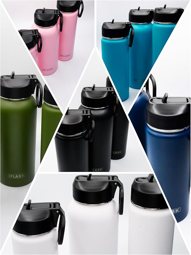 Sport Travel Outdoor Water Bottle with Spout and Straw Lids | Leak Proof | Insulated Stainless Steel Double Walled | BPA and Sweat free | Hot & Cold | For Kids Men & Women (Green, 32 oz)