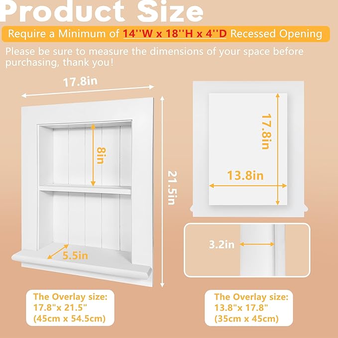 Royxen Recessed Medicine Cabinet, Bathroom Medicine Cabinets, Medicine Cabinet, Large Medicine Cabinets (White, 14 X 18 Inch, 2 Tier)