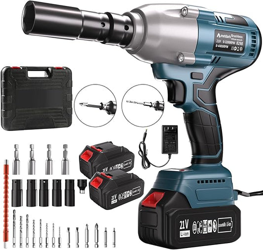 Cordless Impact Wrench - 850 Nm (627 ft-lb) 1/2-inch Impact Wrench, 21-Volt High-Torque Impact Gun with 2x4.6Ah Battery and Charger, Impact Wrenches for Automotive/Motorcycle Repair, Industry and DIY