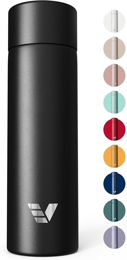 Mini Stainless Steel Water Bottle 14oz - Non-insulated | Designed for Bags | Slim, Lightweight & Stylish – Black
