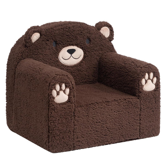 ALIMORDEN Animal Series Kid's Chair, Ultra-Soft Comfy Foam Filled Toddler Sofa Chair, Cute Animal-Shaped Design Toddler Couch, Lightweight Birthday for Baby Boys & Girls (Chocolate Bear)