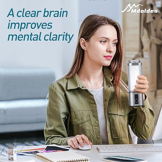 Hydrogen Water Bottle, Mdoldes, 6000ppb high Concentration Hydrogen Water, SPE/PEM Technology, Hydrogen Water Bottle Generator, Ion Water Bottle with LED Display, Best Gift 9.5 oz (Silver)