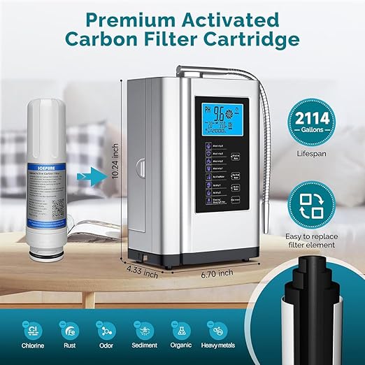Replacement Internal Active Carbon Water Filter for pH3.5~10.5 Alkaline Water Ionizer AG7.0 Only