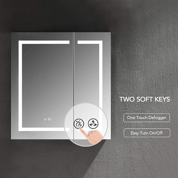 Blossom LED Mirror Medicine Cabinet with Lights, 30x32 Inch | LED Lighted Bathroom Medicine Cabinet | Recessed or Surface with Defogger, 3 Color Dimmer | Makeup Mirror | 3 Adjustable Glass Shelves