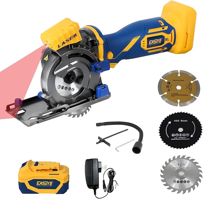 Mini Circular Saw Compatible with DeWalt 20V Max Battery,3-1/2" Brushless Cordless Round Saw Kit w/4Ah Battery & 1.5A Charger,Laser Guide,3200 RPM,Ideal for Wood,PVC,Metal
