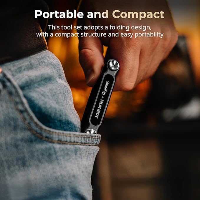 SmallRig x FILM RIOT 7-in-1 Folding Tool Set with Screwdrivers and Hex Key Wrenches, Multiple Angle Positioning, Portable and Compact Design (Black) - 4374