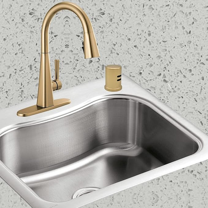 Dishwasher Air Gap Kits with Bronze Dishwasher Air Gap Cover and Matching Escutcheon, Replacement air gap dishwasher,Solid Brass Air Gap Cap, Champagne Bronze Finish