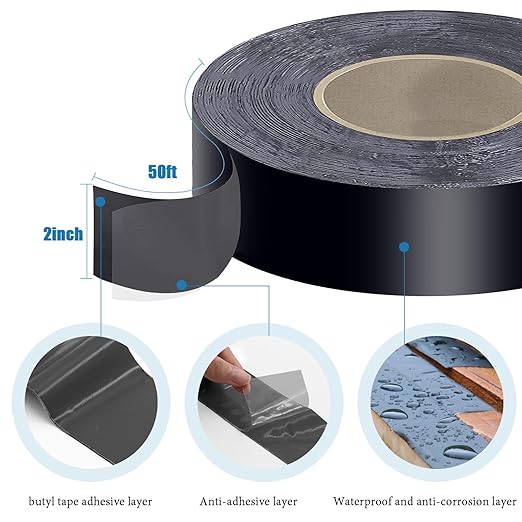 Joist Tape for Decking 2''×50',10 Pack Weather-Resistant Deck Joist Tape,Waterproof Seal Antiseptic Butyl Joists Tape,Self-Adhesive Flashing Joists Tape for Wood Decks Beams Roof