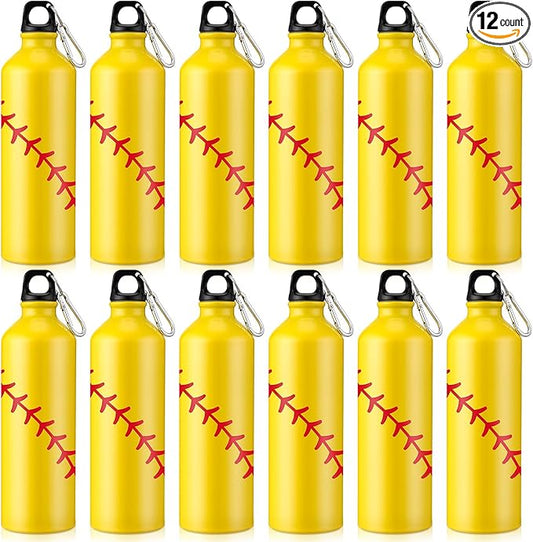 Uiifan 12 Pcs Softball Gift Leak Proof Aluminum Water Bottle Lightweight Bike Water Bottle Reusable Water Bottle with Twist Cap Buckle Travel Sports Bottle Softball Accessories for Camping Gym