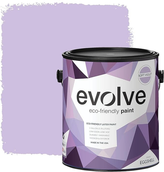 EVOLVE Paint & Primer: Environment-friendly, Low Sheen with One-coat Coverage for Interior & Exterior surfaces (Soft Violet, 1-Gallon)