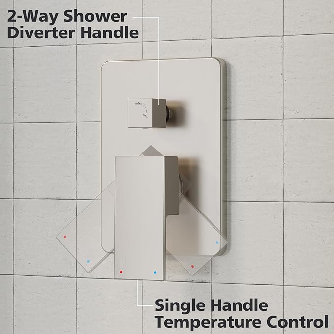 Gabrylly Shower System Brushed Nickel, Rain Shower head with handheld Shower Spray Combo, Rainfall Shower Faucet Set Complete, High Pressure 10" Stainless Steel Shower Valve Set