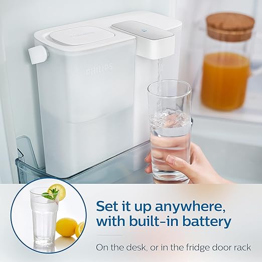PHILIPS GoZero Next-gen Instant Water Filter Pitcher, Rechargeable Battery, Mirco-X Clean Technology, 3L 12 Cups, 1L/min Fast Flow, Countertop Filtered Water Purifier Jug for Tap Water, 1 Filter