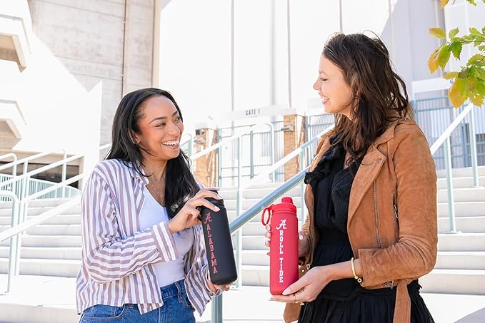 University of Alabama Water Bottle - Black Double Walled Stainless Steel 24 oz Keeps Drinks Cold or Hot
