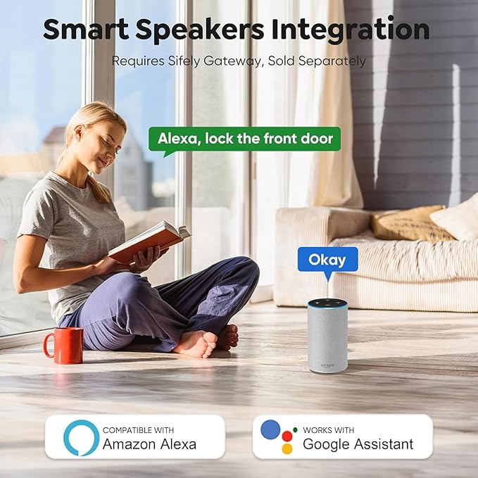 Keyless Entry Fingerprint Deadbolt Smart Lock: Sifely Digital Front Door Keypad with App Control, Electronic/Electric Deadbolt with Fingerprint & Code Access, Auto Locking, Easy to Install (Silver)