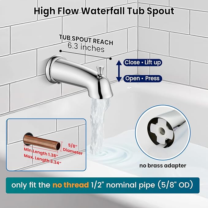 gotonovo Bathroom Shower Head Kit High Pressure Combo System Shower Faucet 6 Modes ABS Handheld Spray Shower Trim Kit Valve Included Shower Head and Handle Set Polished Chrome