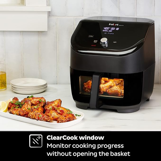 Instant Vortex Plus 6QT ClearCook Air Fryer, Clear Windows, Custom Program Options, 6-in-1 Functions, Crisps, Broils, Roasts, Dehydrates, Bakes, Reheats, from the Makers of Instant Pot, Black