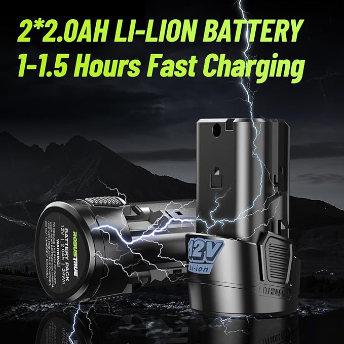 3/8" Cordless Ratchet Wrench, 6-inch Extended Ratchet Wrench, 40Ft-lbs 400RPM Cordless Ratchet, 2 Batteries Power Electric Ratchet Driver with Variable Speed, 7 Sockets, LED Light