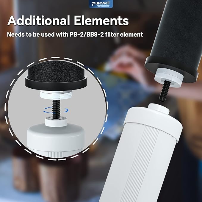 Purewell FL-2 Fluoride Filter Elements, Additional Filter Elements for PB-2/BB8-2 Purification Elements and Purewell Stainless Steel Gravity Water Filter System (2 Pack)