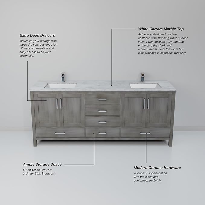 Big Sur 72 in. W X 22 in. D Distressed Grey Double Bath Vanity Cabinet Without Countertop