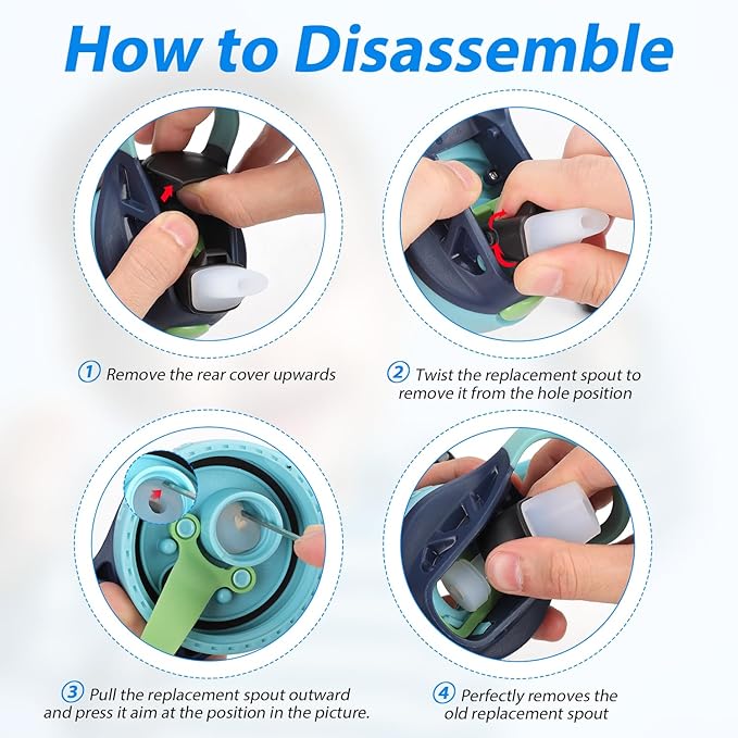 2pcs Replacement Spout for Contigo, BPA-Free Lids Replacement Parts with Allen Wrench Soft Silicone Mouthpiece Compatible with Aubrey Kids 14oz 20oz Newest Water Bottle