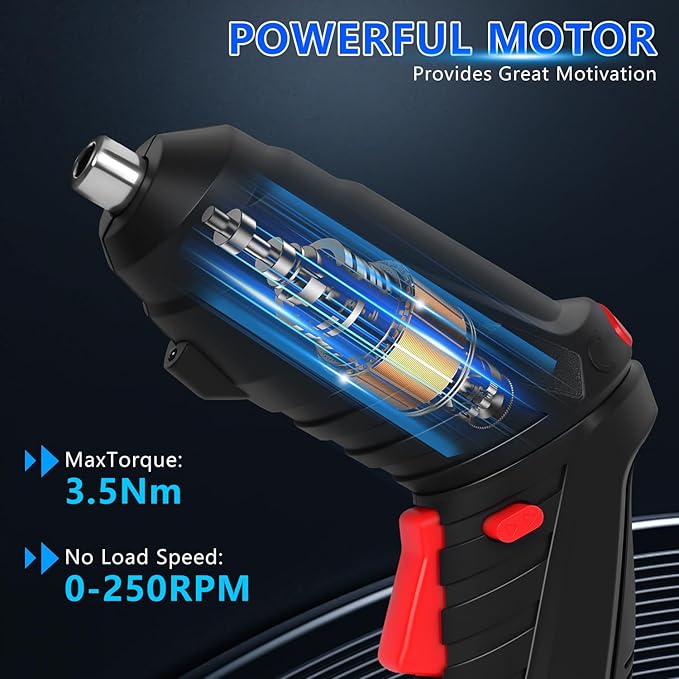 28 in 1 Electric Screwdriver Cordless Rechargeable Small Power Drill Set 3.6V Li-ion 3.5Nm Max Torque Electric Rotatable with LED Light Screwdriver for Home Office DIY Tools (Black)