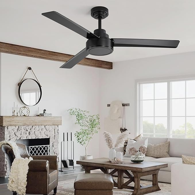 NicBex Ceiling Fan 52 Inch Ceiling Fan without Light Ceiling Fans with 3 ABS Blades and Remote Control Reversible DC Motor Ceiling Fan for Bedroom, Living Room, Black