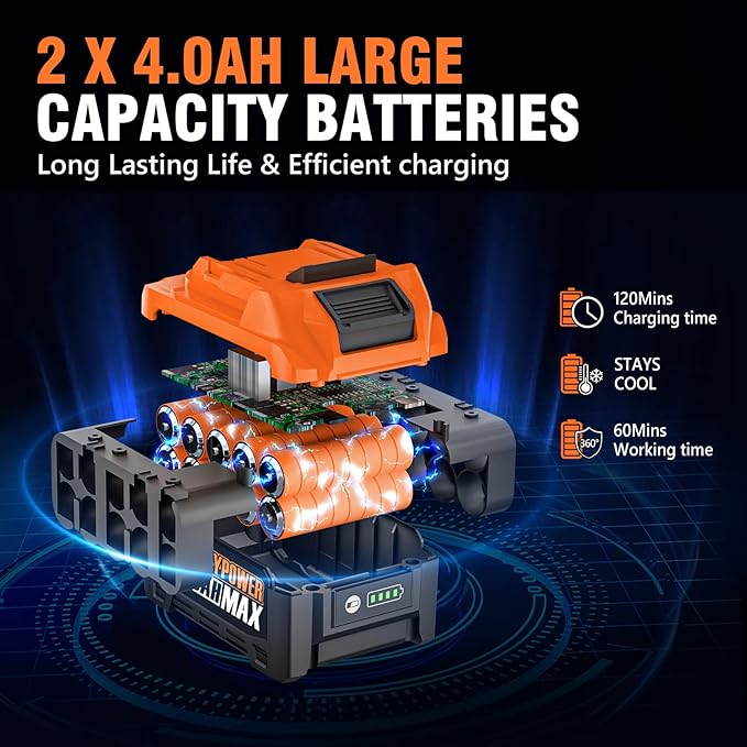 ALLOYPOWER Cordless Brushless Impact Wrench, 1475 ft-lbs (2000N.m), 1/2 High Torque power impact gun, 3-Mode Speed, 2*4000mAh Battery, 3 Sockets, Electric Impact Wrench Set for Car Tire Truck RV Mower