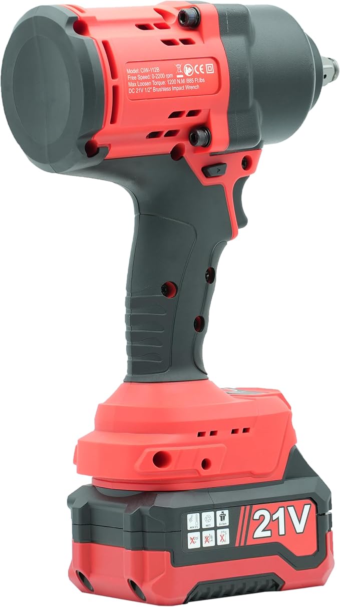 BESWELL® 1/2" High Torque Cordless Impact Wrench with Up to 885 Foot-Pounds of Real Max Loosen Power,4-Mode Speed Impact Driver,include 2X4.0AH 10C cells Battery,Charger,3pcs Deep Sockets &Carry Case