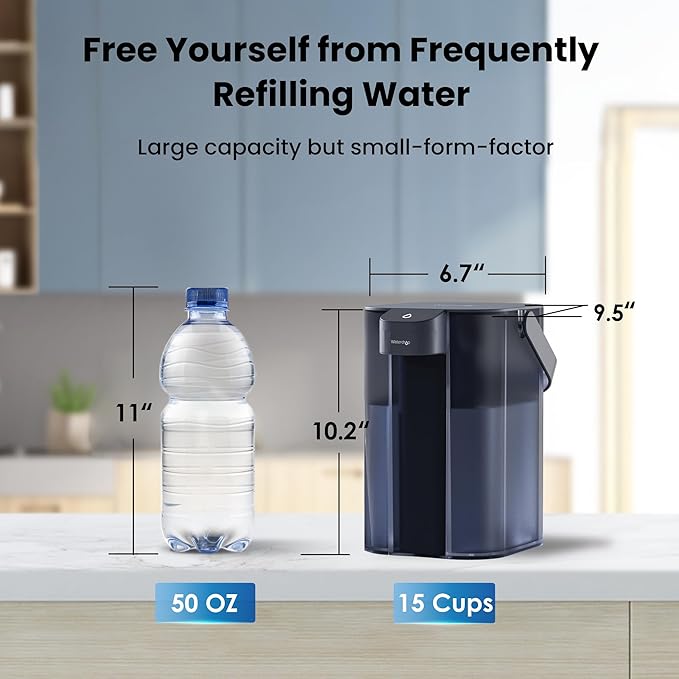 Waterdrop Electric Water Filter Pitcher, Dispenser, 200-Gallon Water Purifier, NSF/ANSI 401&53&42&372, Reduce PFAS, Lead, Chlorine, 15-Cup, Blue, with 1 Filter, 𝐃𝐨𝐞𝐬 𝐧𝐨𝐭 𝐋𝐨𝐰𝐞𝐫 𝐓𝐃𝐒