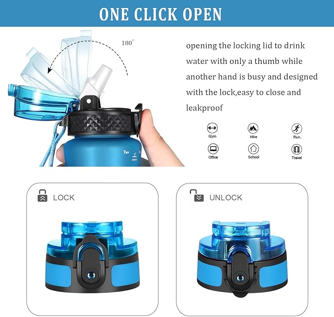 GOPPUS Kids Water Bottle with Straw Spout Lid 10pcs Stickers 12 oz Leak-proof BPA Free Motivational Time Marker Tritan Plastic Water Bottles for Girls Boys School Sports