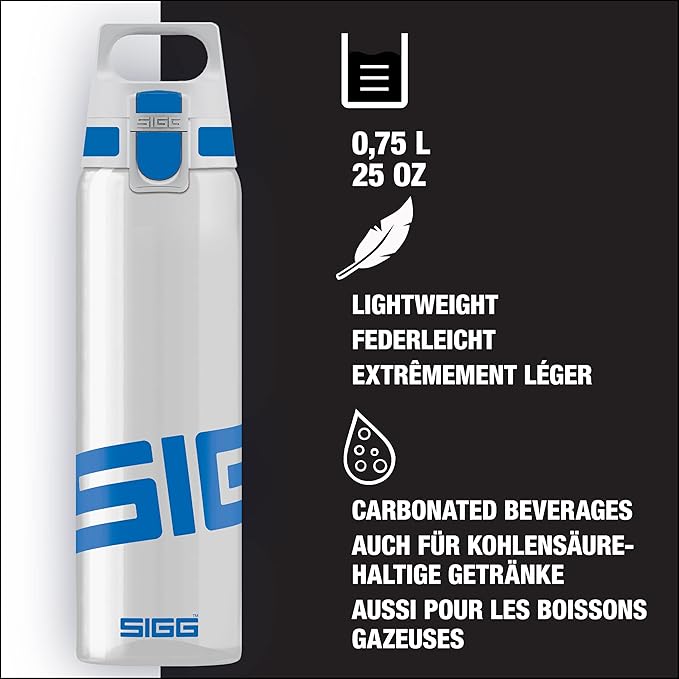 SIGG - Tritan Renew Transparent Water Bottle - Total Clear ONE MyPlanet - For Carbonated Beverages - Dishwasher Safe - With Fruit Strainer - Leakproof & Lightweight - BPA Free - 17 Oz / 25 Oz / 51 Oz