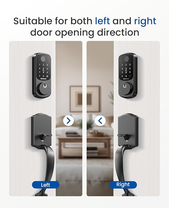 DESLOC B200 Keyless Entry Door Lock with Handle Set, Smart Locks for Front Door, Deadbolt Smart Lock, Front Door Locks Set, Electronic keypad Deadbolt with Handle, 12 Months Battery, IP54