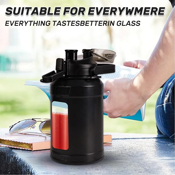 Glass Water Bottle,Inspirational Water Bottle With Straw and Handle,Large Sports Motivational Water Bottle with Strap and Shell For Gym,Sports,Daily (32 oz)