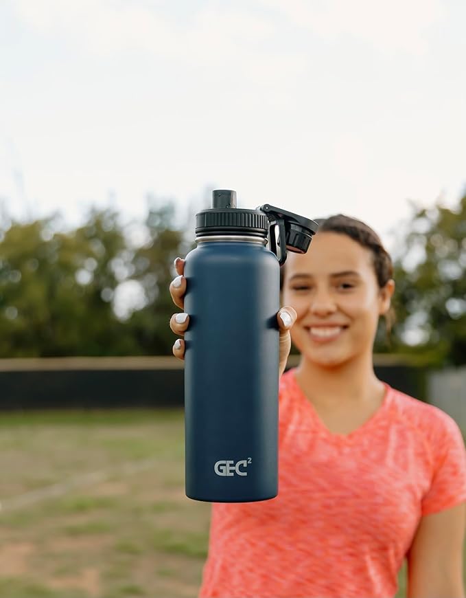 40oz Stainless Steel Water Bottles Leak Proof Vacuum Insulated Water Bottle Thermos Flask Sport Water Bottle (Deep Blue)