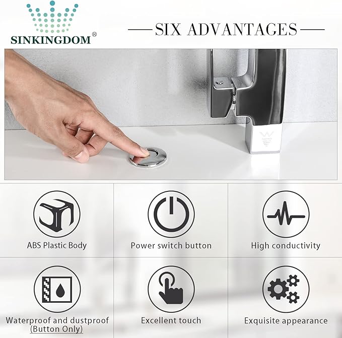 Garbage Disposal Air Switch Kit with Long Button, Chrome (Brass Cover)