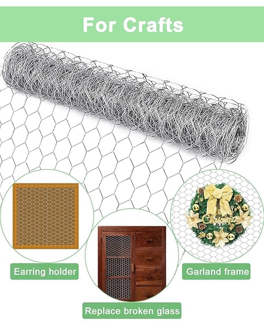 vensovo Galvanized Chicken Wire Mesh - Garden Animal Barrier Fence, 0.8 inch Mesh Fence for Pet,Rabbit,Poultry(13.7"×590")