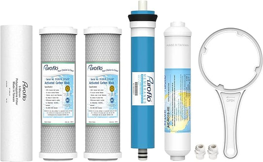 ERO 5 pc Reverse Osmosis Filters 1 Year Set, 5 Stage Reverse Osmosis Water Filter, Under Sink RO Water Filter System Kit Compatible with Most 10" Water Filtration System w/Water Filter Wrench