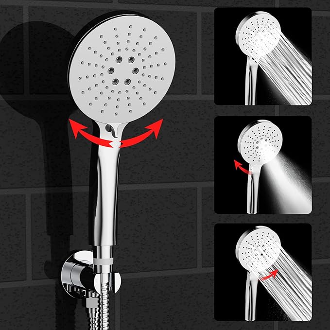 Shower Faucet Set 8IN Brass Rough-In Valve Body Trim Kit Rainfall Included Handle Accessories Complete 2 Functions with Rain Head and Handheld Bathroom Systems (8‘’, Chrome Polished)