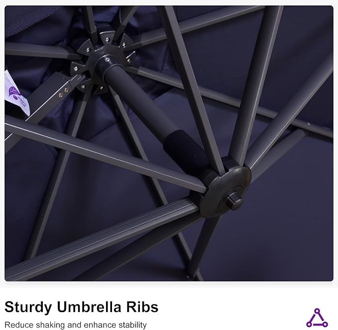 PURPLE LEAF 11.5' X 11.5' Telescopic Patio Umbrella Outdoor Cantilever Umbrella Square Up Down Lifting Offset Umbrella with 360-degree Rotation for Garden Deck Pool Patio Navy