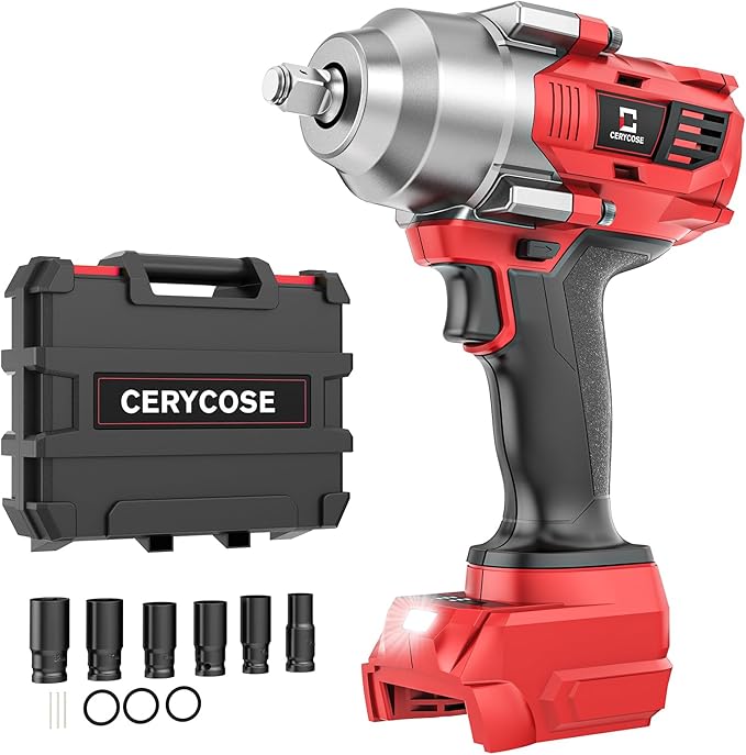 Cordless impact Wrench 1/2 inch for Milwaukee 18v Battery, 750FT-LBS (1000N.m) Brushless Electric Impact Gun Includes LED Work Light with 6 Sockets, High Torque Impact Driver, Bare Tool Only